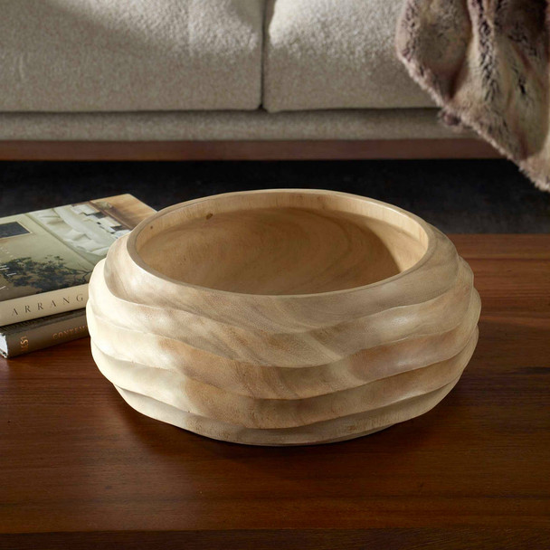 Waveform Bleached Wood Bowl - Australia wide delivery
