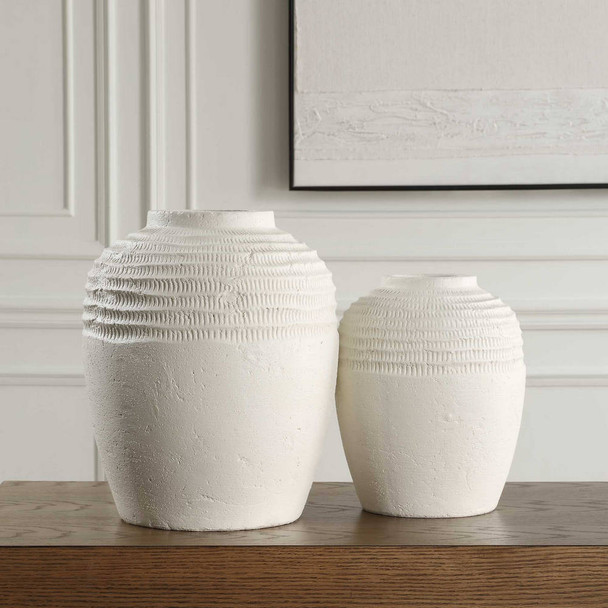 Luna Ridge White Ceramic Vases Set/2 - Melbourne, Sydney, Brisbane delivery