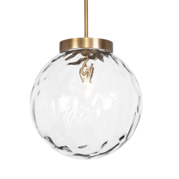 Gaia 1 Light Watered Glass Pendant - Size: 39H x 38W x 38D (cm) - Mid-Century Modern style