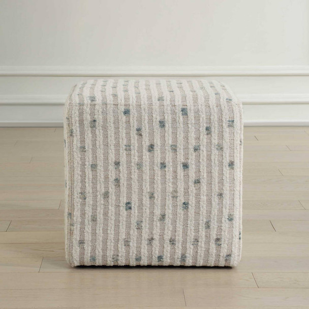 Joie White Chenille Ottoman Contemporary style Ottoman Decor