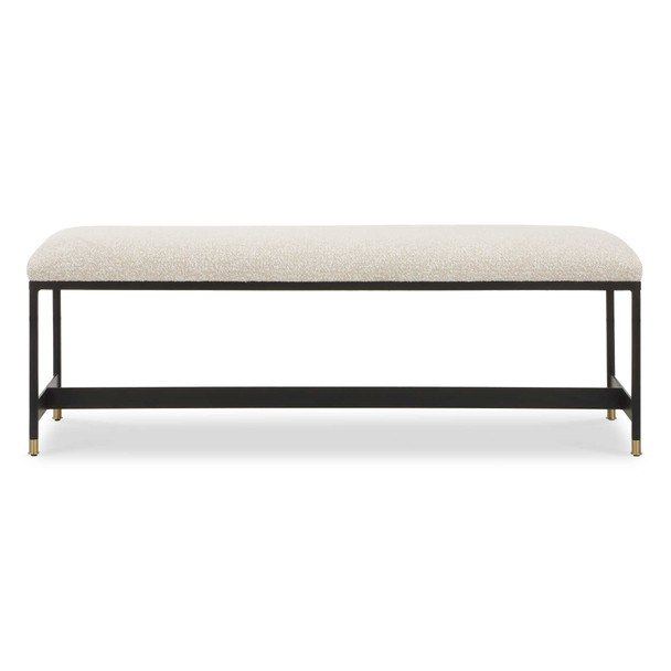 Halston Upholstered White Bench - Size: 48H x 137W x 41D (cm) - Contemporary style