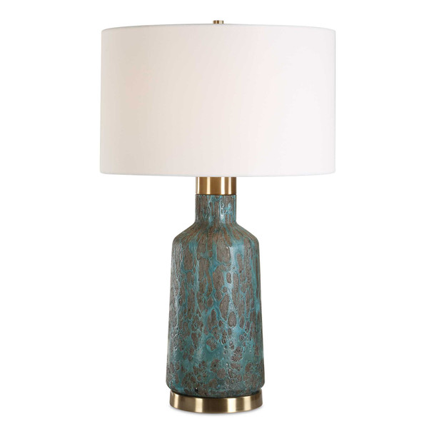 Dauphine Cracked Teal Table Lamp - Size: 69H x 43W x 43D (cm) - Mid-Century Modern style