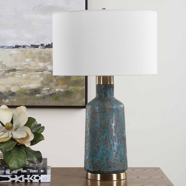 Dauphine Cracked Teal Table Lamp Mid-Century Modern style Table Lamp Decor