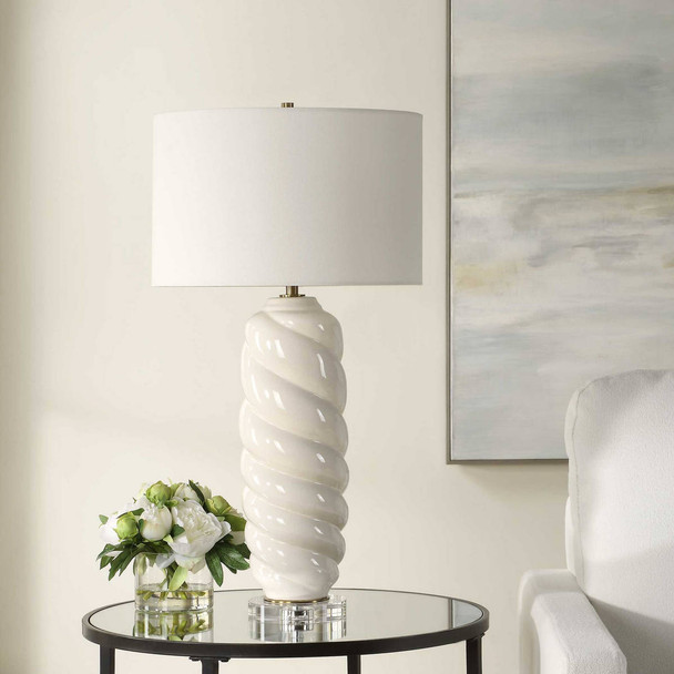 Anneli White Swirl Table Lamp Coastal style Table Lamp Decor