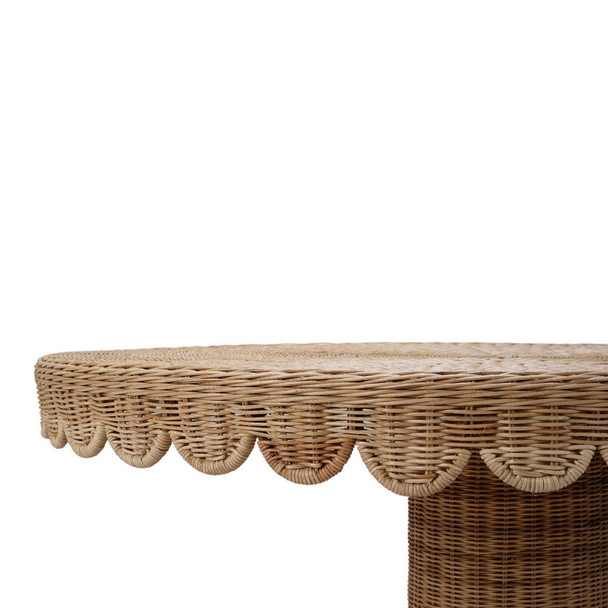 Newport Scalloped Round Rattan Dining Table 120cm - Rattan Natural 28555-RNAT