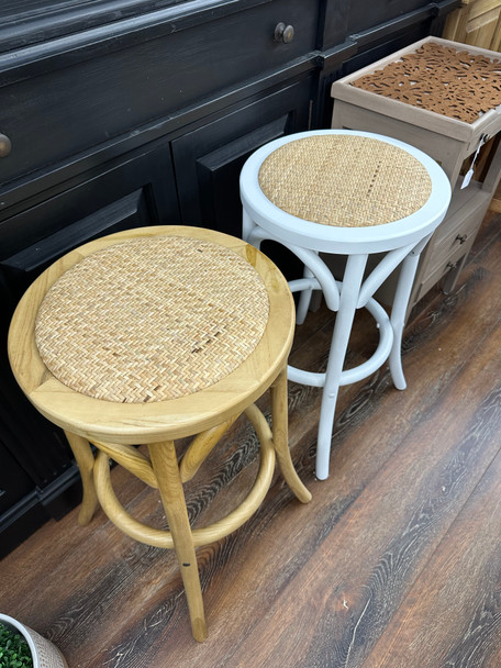 Bentwood Round Counter Stool w/Rattan Seat - Oak (MLVOD-CAFE-21)