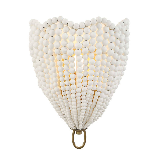 Biddeford 1 Light White Beaded Sconce - Size: 36H x 25W x 15D (cm) - Contemporary style