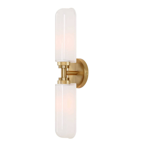 Wellsville 2 Lt Brass Sconce - Size: 13H x 56W x 11D (cm) - Contemporary style