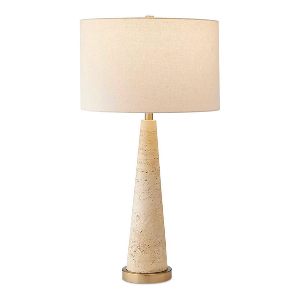 Perkins Travertine Table Lamp - Size: 80H x 43W x 43D (cm) - Contemporary style