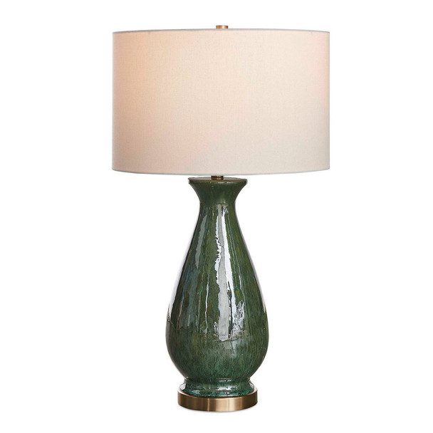 Colestin Deep Green Table Lamp - Size: 76H x 43W x 43D (cm) - Contemporary style