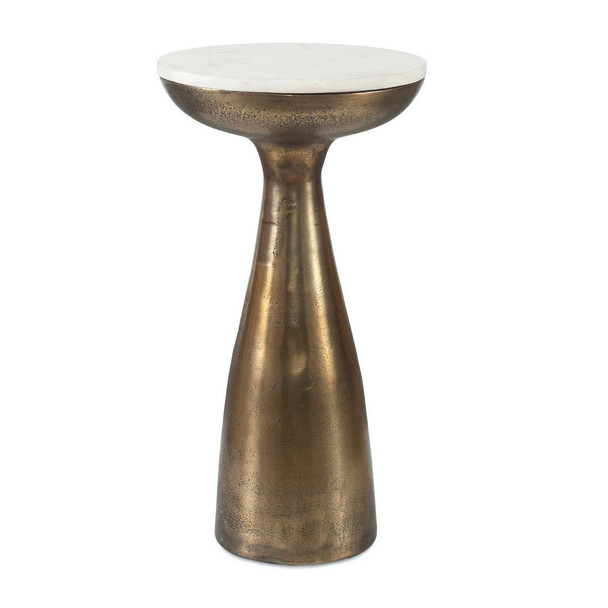 Torin Marble & Brass Drink Table - Size: 56H x 30W x 30D (cm) - Contemporary style