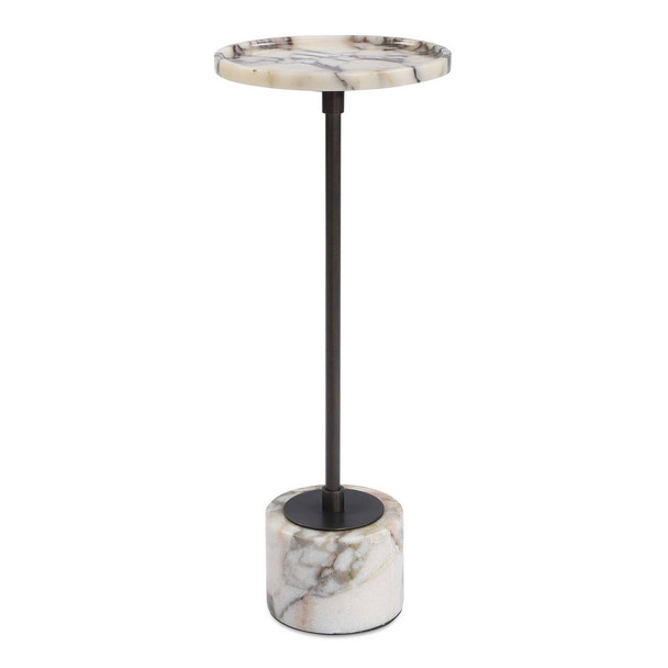 Brunson White Marble Drink Table - Size: 61H x 24W x 24D (cm) - Contemporary style
