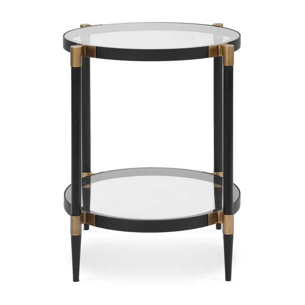 Chadid Round Glass Side Table - Size: 60H x 55W x 55D (cm) - Contemporary style