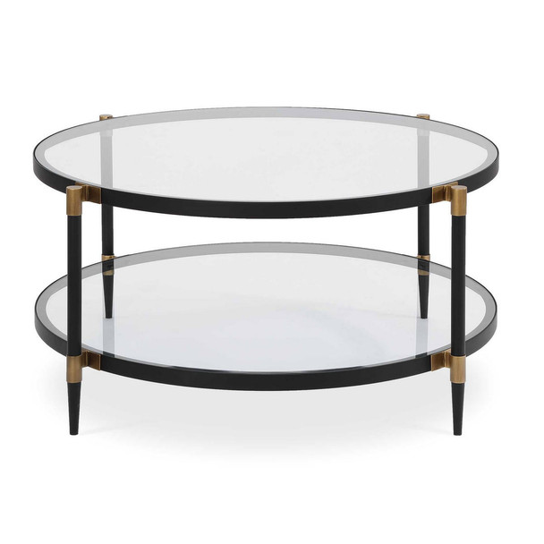 Chadid Round Glass Coffee Table - Size: 46H x 99W x 99D (cm) - Contemporary style