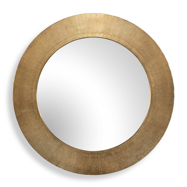 Tano Antique Brass Round Mirror - Size: 104H x 104W x 2D (cm) - Contemporary style