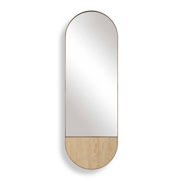 Russo Travertine Tall Oval Mirror - Size: 150H x 50W x 5D (cm) - Contemporary style
