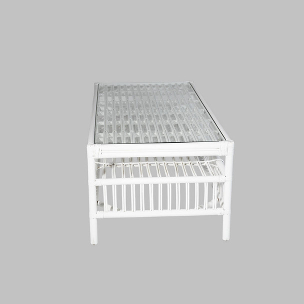 Miami Rattan & Glass Coffee Table - White - Melbourne, Sydney, Brisbane Boho Chic style Living Room furniture