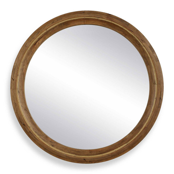 Frontier Round Wood Mirror - Size: 113H x 113W x 7D (cm) - Industrial style