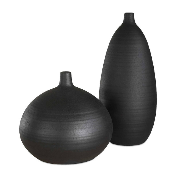 Bower Black Vases Set/2 - Size: 47H x 20W x 20D (cm) - Contemporary style
