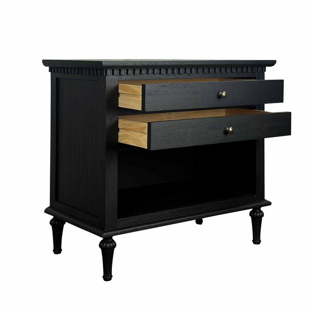 Marie Open Bedside Table (Large) - Black Oak Living Room Furniture - HL129-76-107