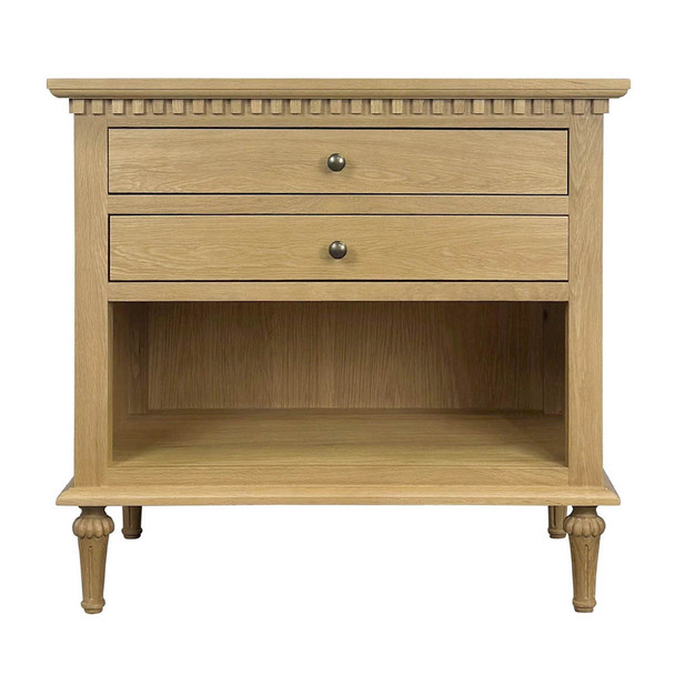 Marie Open Bedside Table (Large) - Natural Oak - Hamptons style