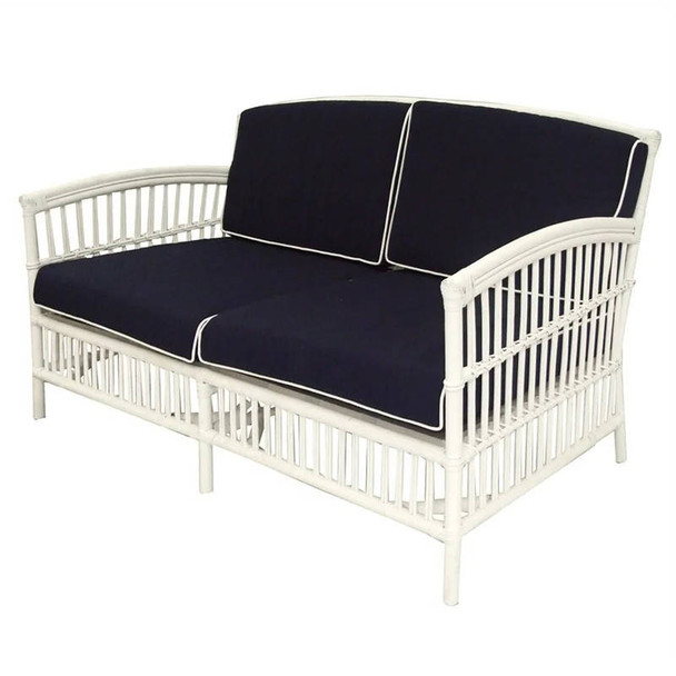 Miami 2.5 Seat Rattan Sofa - White/Blue - Boho Chic style