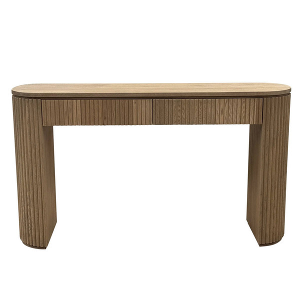 Hammond Weathered Oak Console Table With Drawers - Mid-Century Modern style