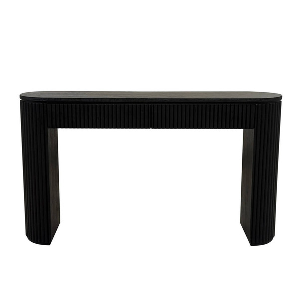 Hammond Black Oak Console Table With Drawers - Mid-Century Modern style