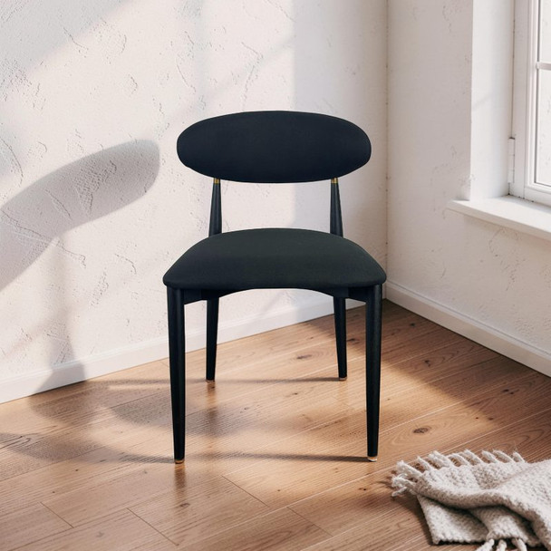 Arlo Dining Chair Black Oak/ Black Linen - Mid-Century Modern style