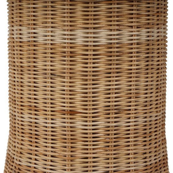 Newport Scalloped 90cm Round Bistro Table w/ Tempered Glass - Rattan Natural
