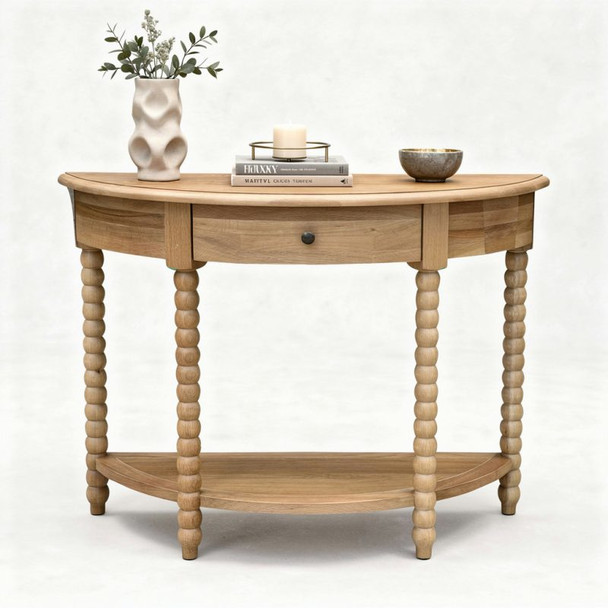 Belleville Bobbin Curved Console Small - Natural Oak Living Room Furniture - HL617-CN
