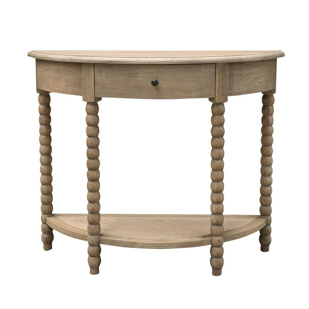 Belleville Bobbin Curved Console Small - Whitewash Oak Living Room Furniture - HL617-105