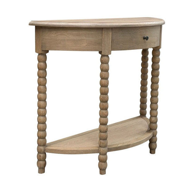 Belleville Bobbin Curved Console Small - Weathered Oak - Hand made Living Room furniture