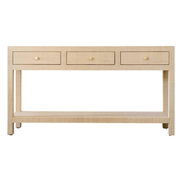 Kagu Console Table w/ Raffia - Raffia Raw - Size: 152H x 41W x 81D (cm) - Mid-Century Modern style