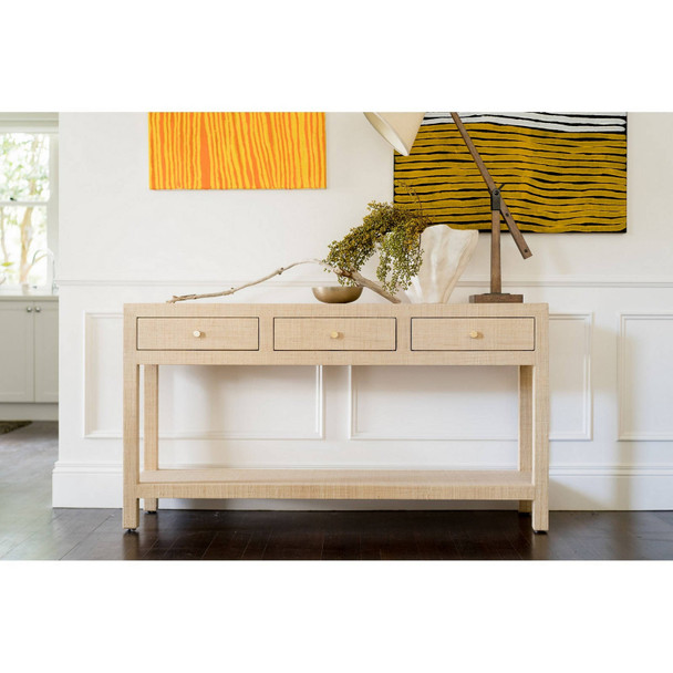 Kagu Console Table w/ Raffia - Raffia Raw - Hand made Mid-Century Modern style Living Room furniture