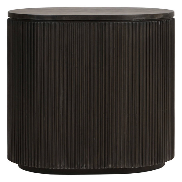 Kraton Oval Bedside Table - Grey Oak - Hand made Bedroom furniture