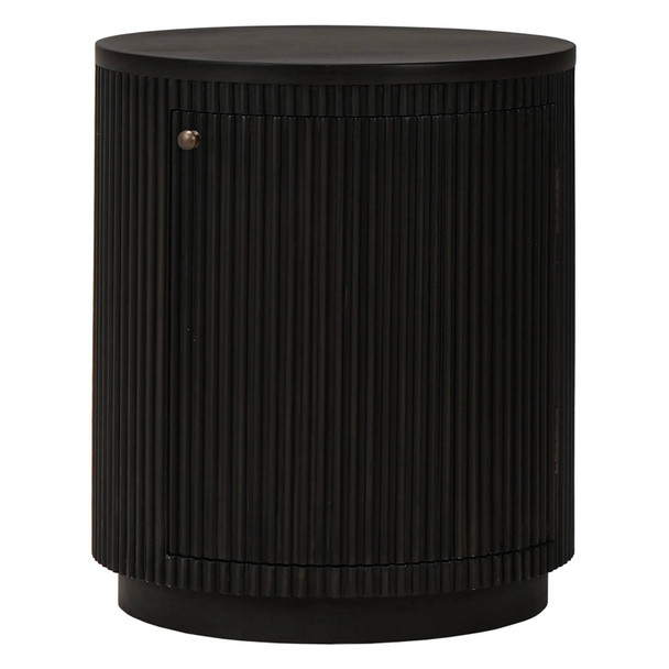 Kraton Small Round Bedside Table - Grey Oak - Mid-Century Modern style