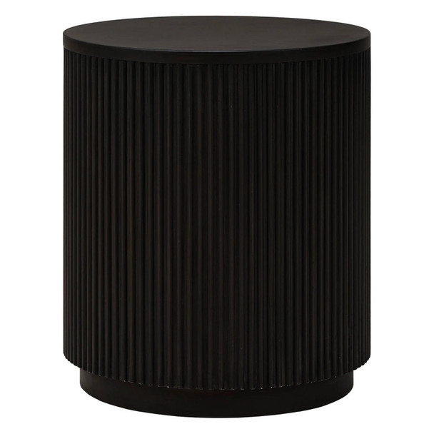 Kraton Small Round Bedside Table - Grey Oak - Hand made Bedroom furniture