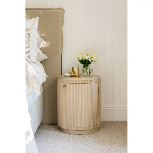 Kraton Small Round Bedside Table - Sandbar - Melbourne, Sydney, Brisbane Mid-Century Modern style Bedroom furniture