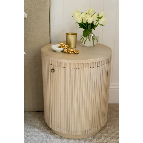 Kraton Small Round Bedside Table - Sandbar - Hobart, Launceston, Perth Mid-Century Modern style Bedroom furniture