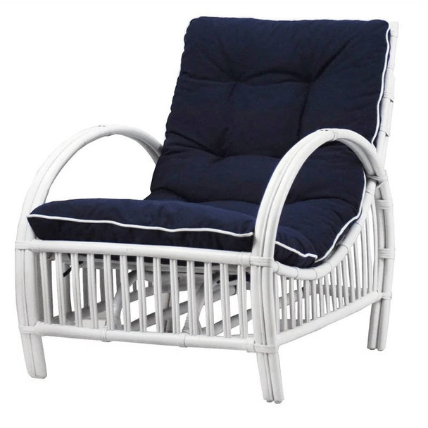 Brighton Rattan Lounge Chair-White - Coastal style