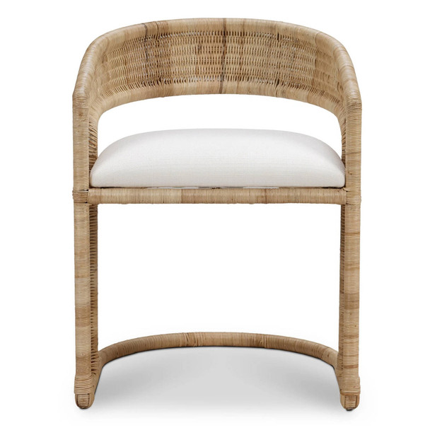 Hampton Rattan Dining Chair - Rattan Natural / Arctic Fabric - Coastal style