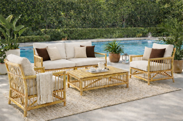 Kailani 4-Pc Lounge Set W/Cover - Light Bamboo Living Room Furniture - EUR-1008LB