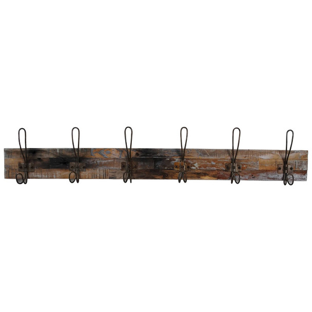 Brocante Teak Hanger-6 Hook - Driftwood - Countryside style