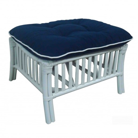 Brighton Rattan Footstool - White - Coastal style