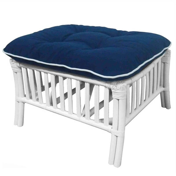 Brighton Rattan Footstool - White - Coastal style
