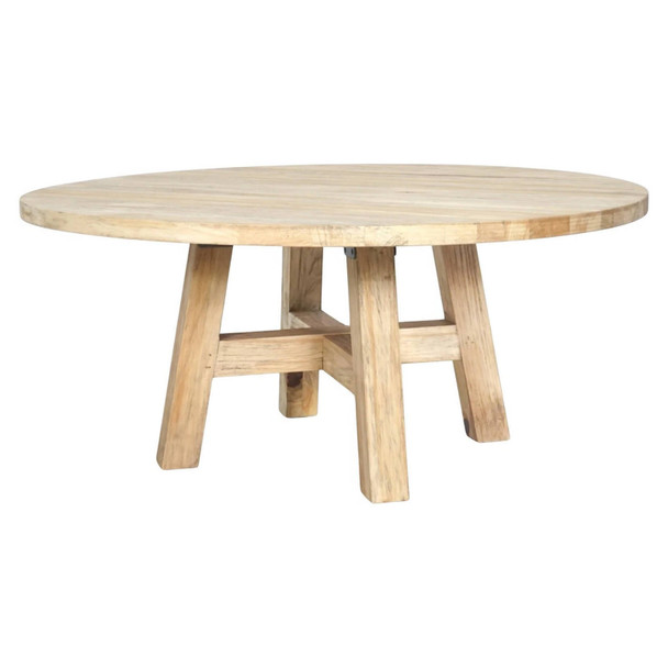 Novato Round Coffee Table - Distressed Natural - Contemporary style