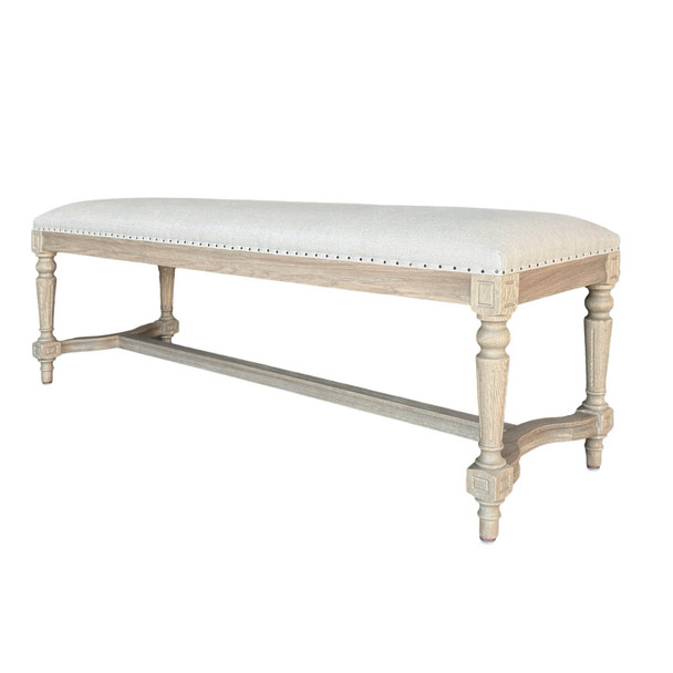 Francesca Bed End Bench - Francis Weathered Oak/Linen HL244-1