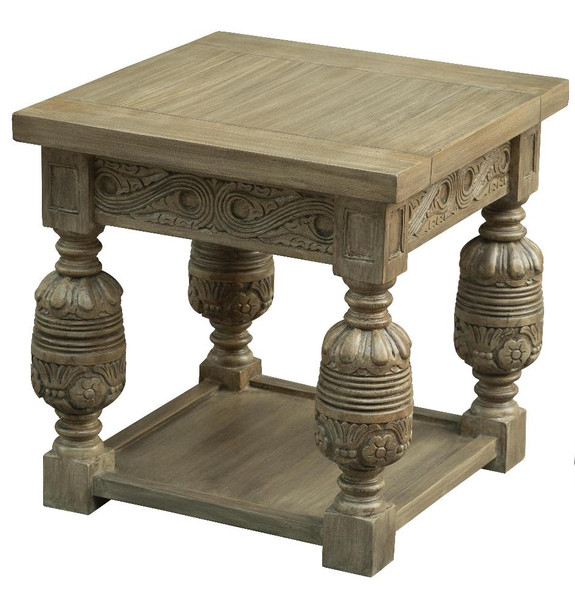 Casablanca Carved Side Table Mud Grey - TM072M-MG