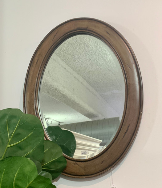 Dawes Oval Mirror - Antique Oak - Size: 80H x 60W x 3D (cm) - Hamptons style